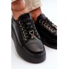 Natūralios odos juodi suvarstomi batai ant platformos - 66700 BK LICO SKÓRA
