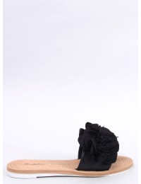 Minkštos romantiško stiliaus šlepetės su gėlėmis DIAYE BLACK - KB MS9075