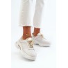 Stilingi balti odiniai sportinio dizaino bateliai - 22PB32-4646 WHT-GOLD