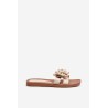 Moteriškos kreminės šlepetės su elegantišku kaspinu  - 491-02 WHITE