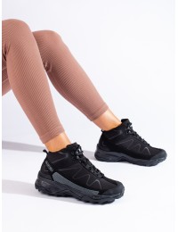 Sportowe buty trekkingowe damskie z wysoką cholewką DK czarne - 2147B