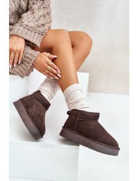 Natūralios odos zomšiniai UGG stiliaus žieminiai batai - NN604 BROWN