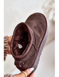 Natūralios odos zomšiniai UGG stiliaus žieminiai batai - NN604 BROWN