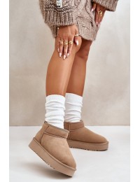 Natūralios odos zomšiniai UGG stiliaus žieminiai batai - NN604 KHAKI