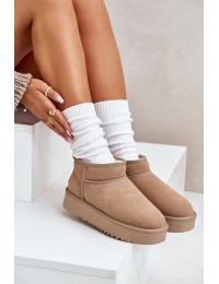 Natūralios odos zomšiniai UGG stiliaus žieminiai batai - NN604 KHAKI