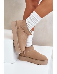 Natūralios odos zomšiniai UGG stiliaus žieminiai batai - NN604 KHAKI