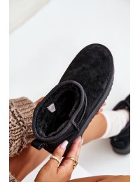 Natūralios odos zomšiniai UGG stiliaus žieminiai batai - NN604 BLACK