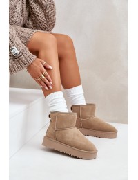 Natūralios odos zomšiniai UGG stiliaus žieminiai batai - NN605 KHAKI