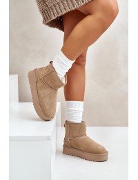 Natūralios odos zomšiniai UGG stiliaus žieminiai batai - NN605 KHAKI