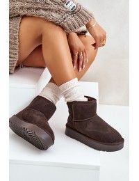 Natūralios odos zomšiniai UGG stiliaus žieminiai batai - NN605 BROWN