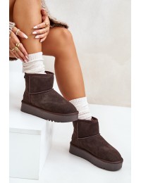 Natūralios odos zomšiniai UGG stiliaus žieminiai batai - NN605 BROWN