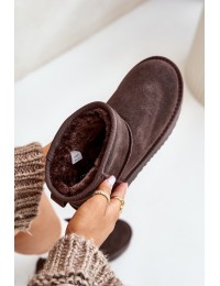 Natūralios odos zomšiniai UGG stiliaus žieminiai batai - NN605 BROWN