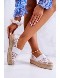 Baltos espadrilės su platforma - 333-181 WHITE