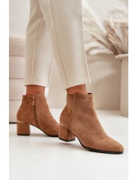 Eco Suede Ankle Boots With Heel Zipper Closure Camel Sairis - 2774 CAMEL