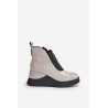 Leather Wedge Ankle Boots D&A MR880-137 Light Gray - MR880-137 L.GREY