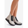 Leather Wedge Ankle Boots D&A MR880-137 Light Gray - MR880-137 L.GREY