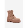 Warm Women's Boots With Buckles Beige Tiaeliana - HB-276 KHAKI