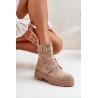 Warm Women's Boots With Buckles Beige Tiaeliana - HB-276 KHAKI