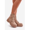 Warm Women's Boots With Buckles Beige Tiaeliana - HB-276 KHAKI