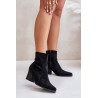 Cowboy Ankle Boots With Heel Eco Suede Black Arabelline - C-181 BLACK