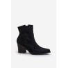 Cowboy Ankle Boots With Heel Eco Suede Black Arabelline - C-181 BLACK