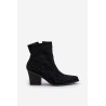 Cowboy Ankle Boots With Heel Eco Suede Black Arabelline - C-181 BLACK