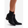 Cowboy Ankle Boots With Heel Eco Suede Black Arabelline - C-181 BLACK