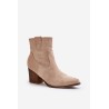 Cowboy Ankle Boots On Heel Eco Suede Brown Arabelline - C-180 BEIGE