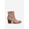 Cowboy Ankle Boots On Heel Eco Suede Brown Arabelline - C-180 BEIGE