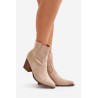 Cowboy Ankle Boots On Heel Eco Suede Brown Arabelline - C-180 BEIGE