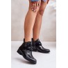 Lacquered Women's Ankle Boots With Decoration Insulated Black S.Barski HY42-021 - HY42-021 BLACK