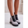 Lacquered Wedge Ankle Boots Insulated Gray Vinceza 66703 - 66703 SZARY LAKIER SK