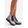 Lacquered Wedge Ankle Boots Insulated Gray Vinceza 66703 - 66703 SZARY LAKIER SK