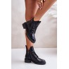 Warm Women's Ankle Boots On Low Heel Vinceza 58136 Black - 58136 CZARNY PU