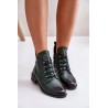 Low Insulated Ankle Boots with Zipper and Decoration Green Nevalia - ASA198-21 ZIELONY