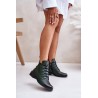 Low Insulated Ankle Boots with Zipper and Decoration Green Nevalia - ASA198-21 ZIELONY