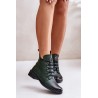 Low Insulated Ankle Boots with Zipper and Decoration Green Nevalia - ASA198-21 ZIELONY