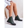 Low Insulated Ankle Boots with Zipper and Decoration Green Nevalia - ASA198-21 ZIELONY