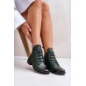 Low Insulated Ankle Boots with Zipper and Decoration Green Nevalia - ASA198-21 ZIELONY