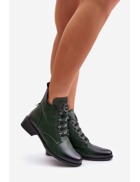 Low Insulated Ankle Boots with Zipper and Decoration Green Nevalia - ASA198-21 ZIELONY