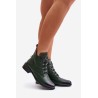 Low Insulated Ankle Boots with Zipper and Decoration Green Nevalia - ASA198-21 ZIELONY