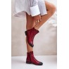 Insulated Women's Boots on Flat Heel Burgundy Labise - ASA62-16 CZERWONY