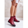 Insulated Women's Boots on Flat Heel Burgundy Labise - ASA62-16 CZERWONY