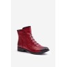 Insulated Women's Boots on Flat Heel Burgundy Labise - ASA62-16 CZERWONY