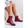 Insulated Women's Boots on Flat Heel Burgundy Labise - ASA62-16 CZERWONY