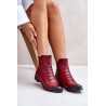 Insulated Women's Boots on Flat Heel Burgundy Labise - ASA62-16 CZERWONY