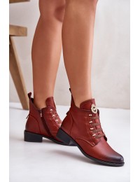 Low Insulated Ankle Boots With Zipper And Decoration Brown Nevalia - ASA198-21 BRAZ