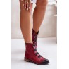 Warm Women's Ankle Boots with Zipper Burgundy Evalith - ASA62-30 CZERWONY