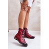 Warm Women's Ankle Boots with Zipper Burgundy Evalith - ASA62-30 CZERWONY