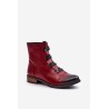 Warm Women's Ankle Boots with Zipper Burgundy Evalith - ASA62-30 CZERWONY